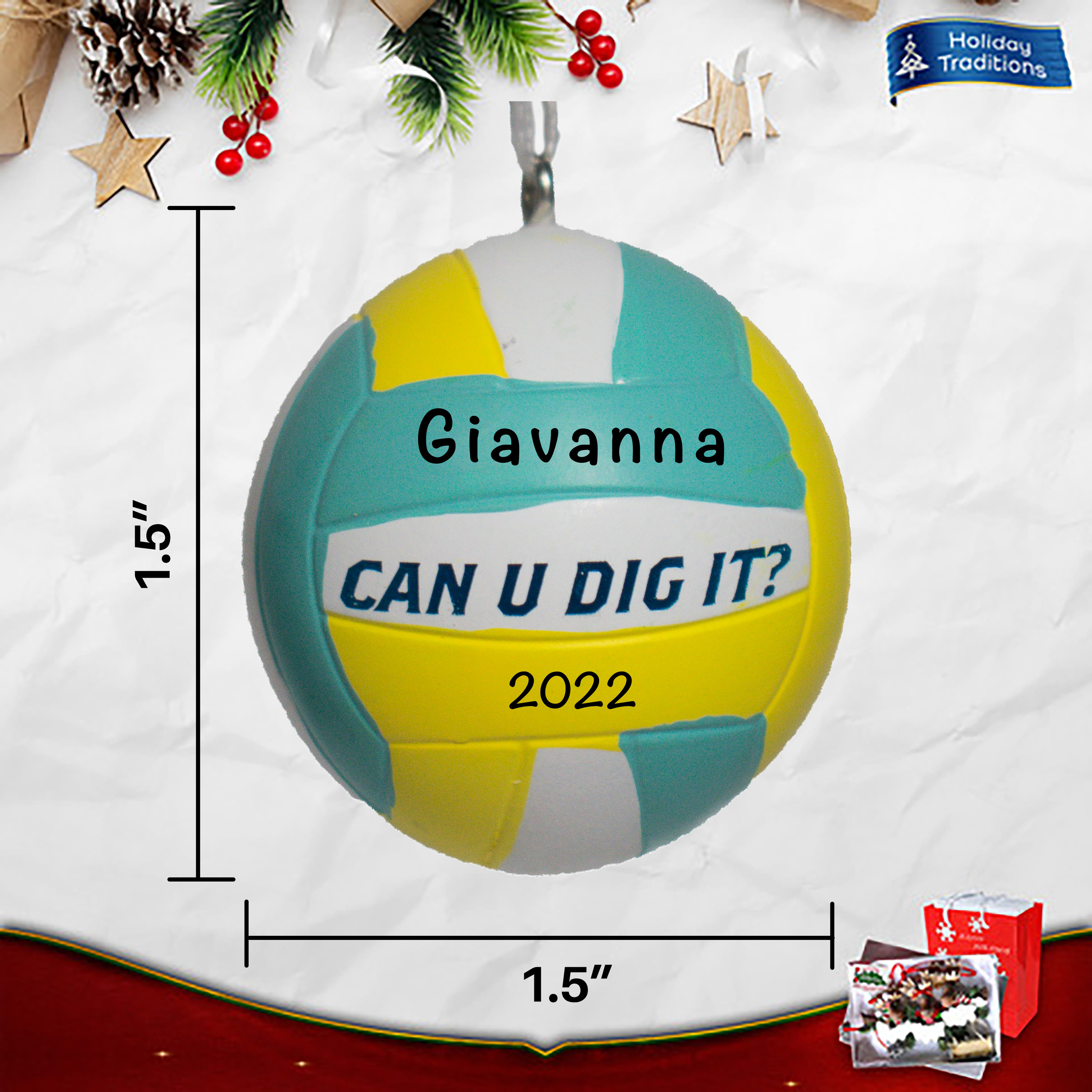 Personalized Volleyball Christmas Ornament for Tree