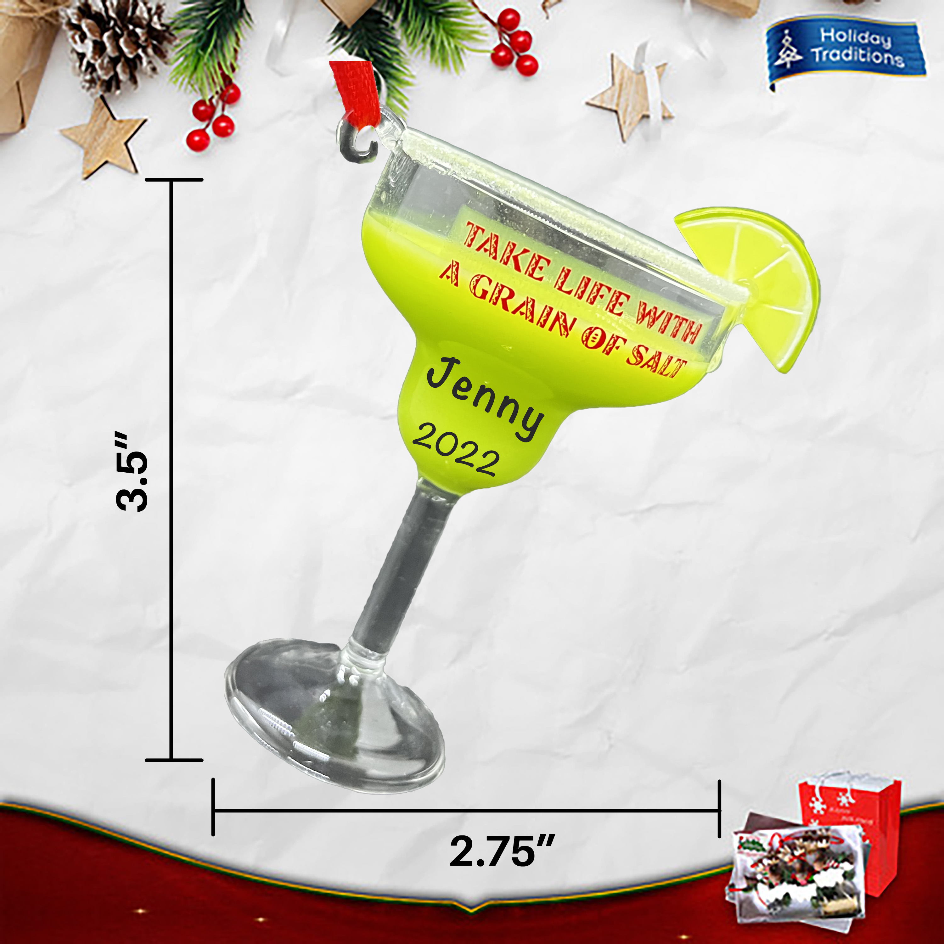 Margarita Ornament - Drinking Cocktails Personalized Christmas Ornament