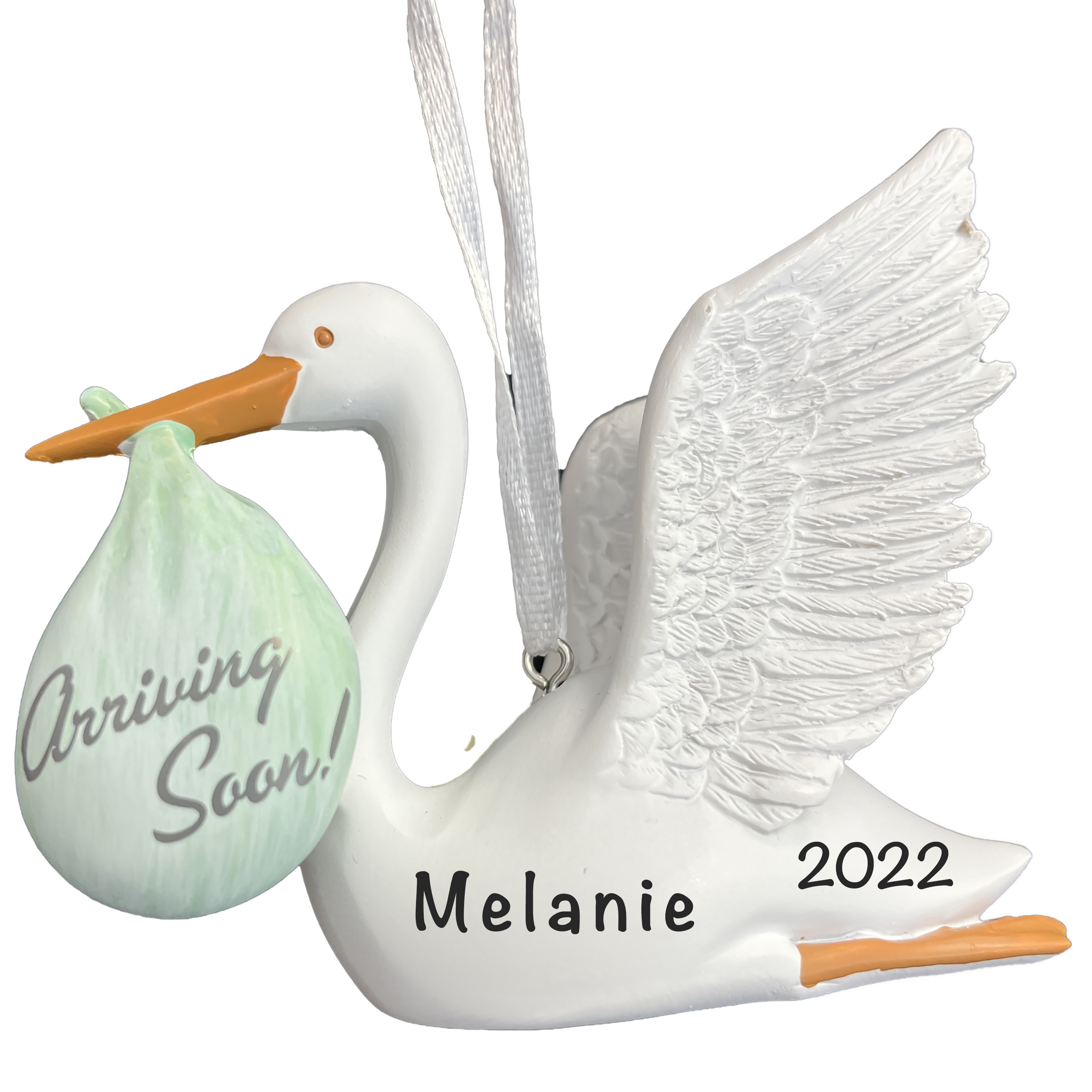 Expecting Baby Ornament - Stork Personalized Christmas Ornament For Expecting Mom