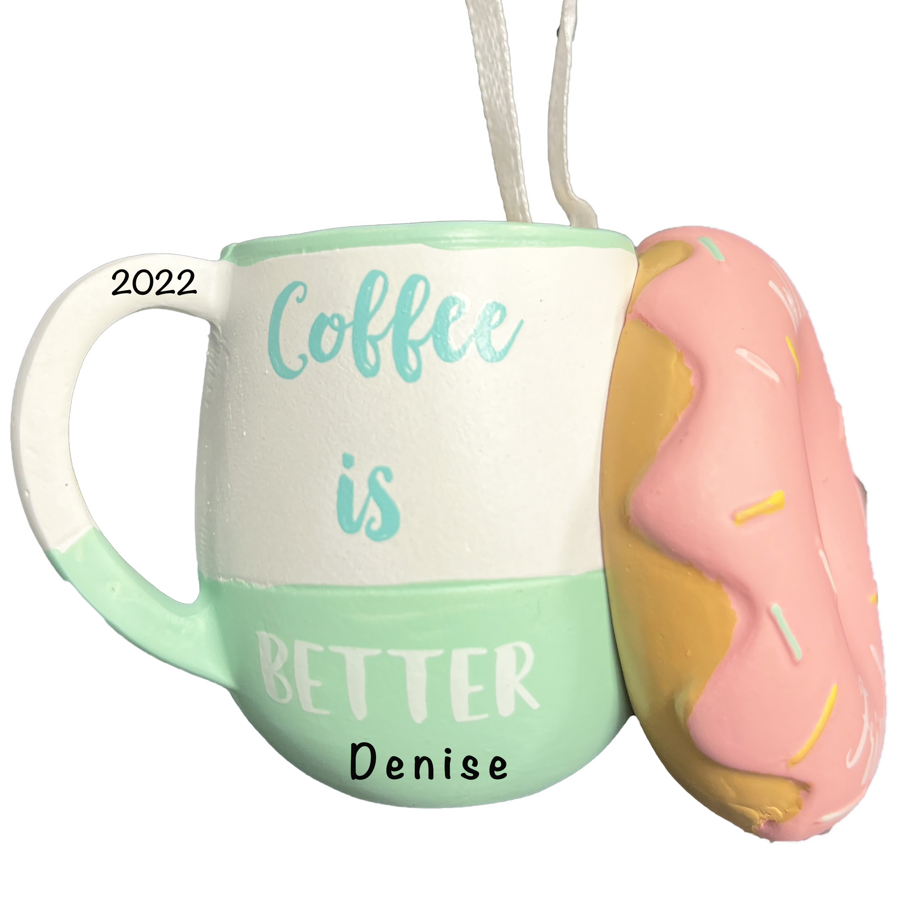 Coffee and Donuts Personalized Christmas Ornament