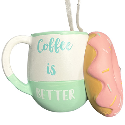 Coffee and Donuts Personalized Christmas Ornament