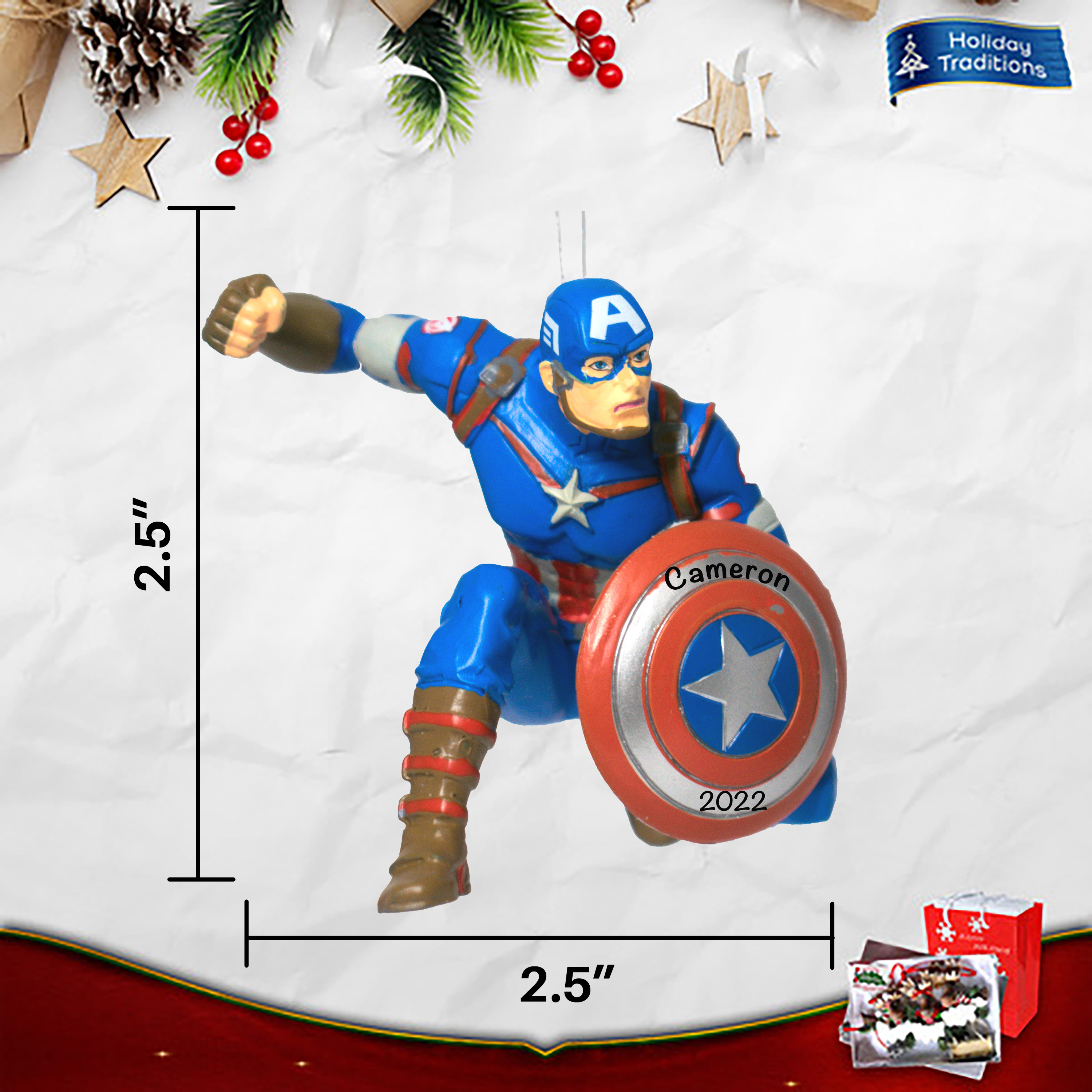 Avengers Captain America Personalized Christmas Ornament