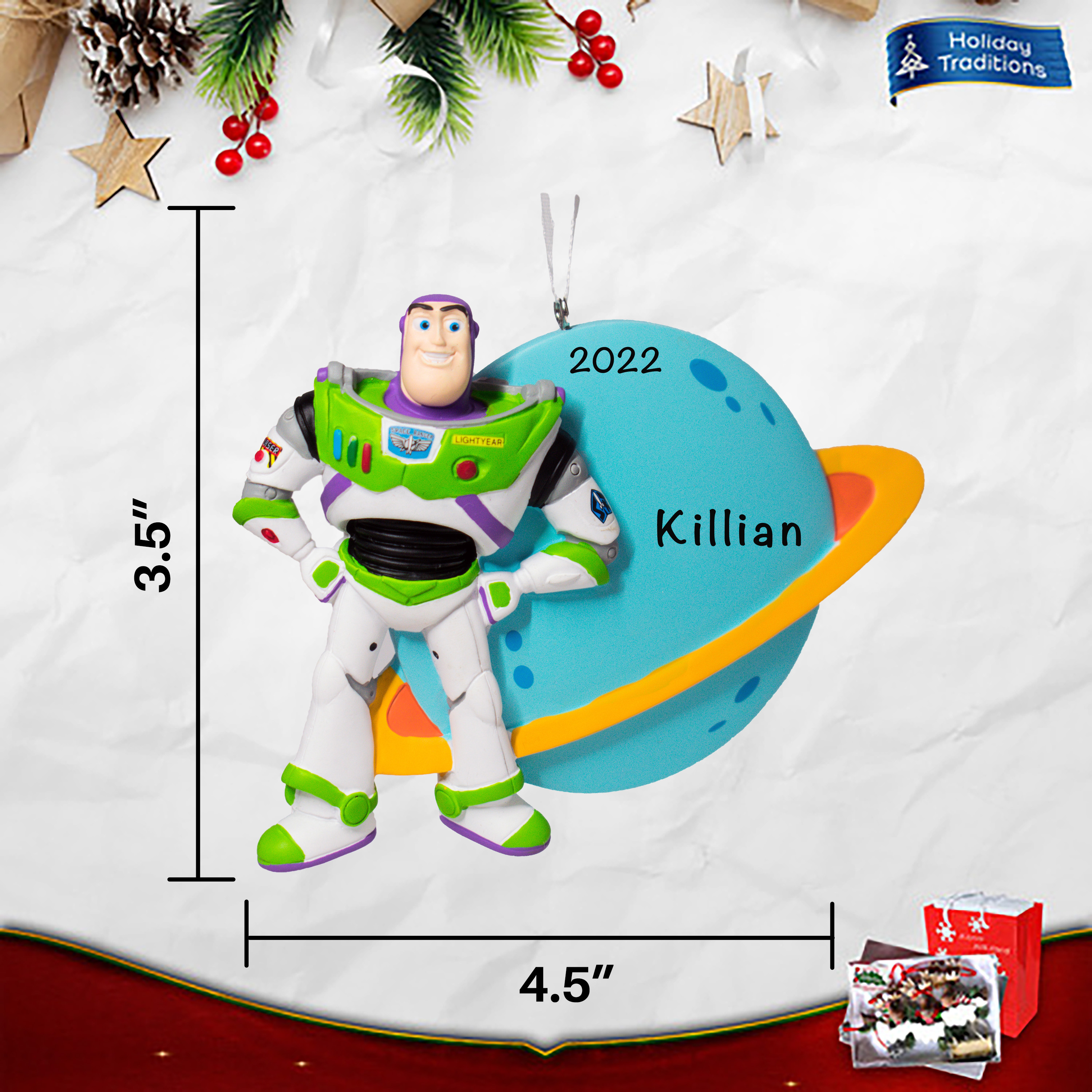 Buzz Lightyear Christmas Ornament size