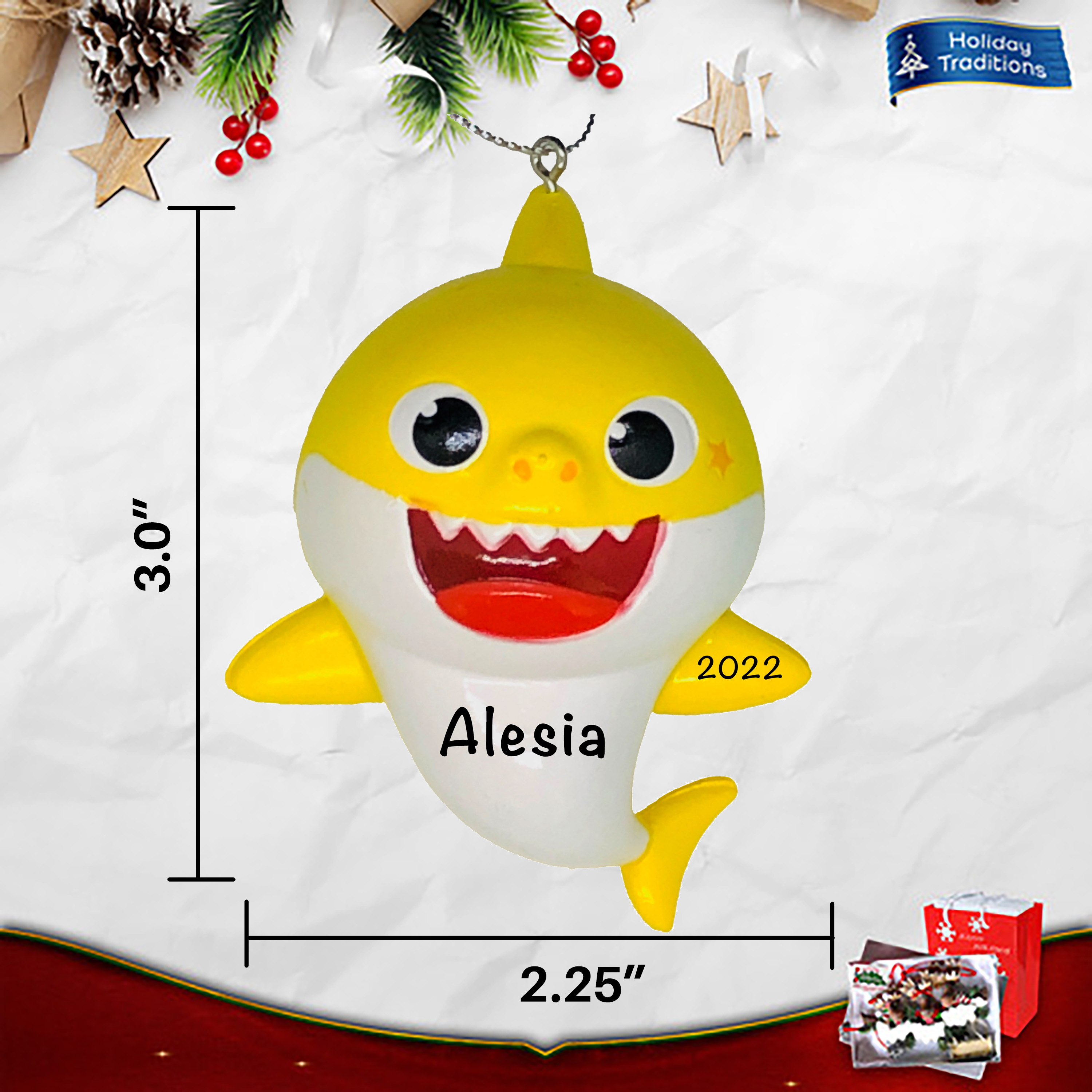 Baby Shark Yellow Christmas Ornament
