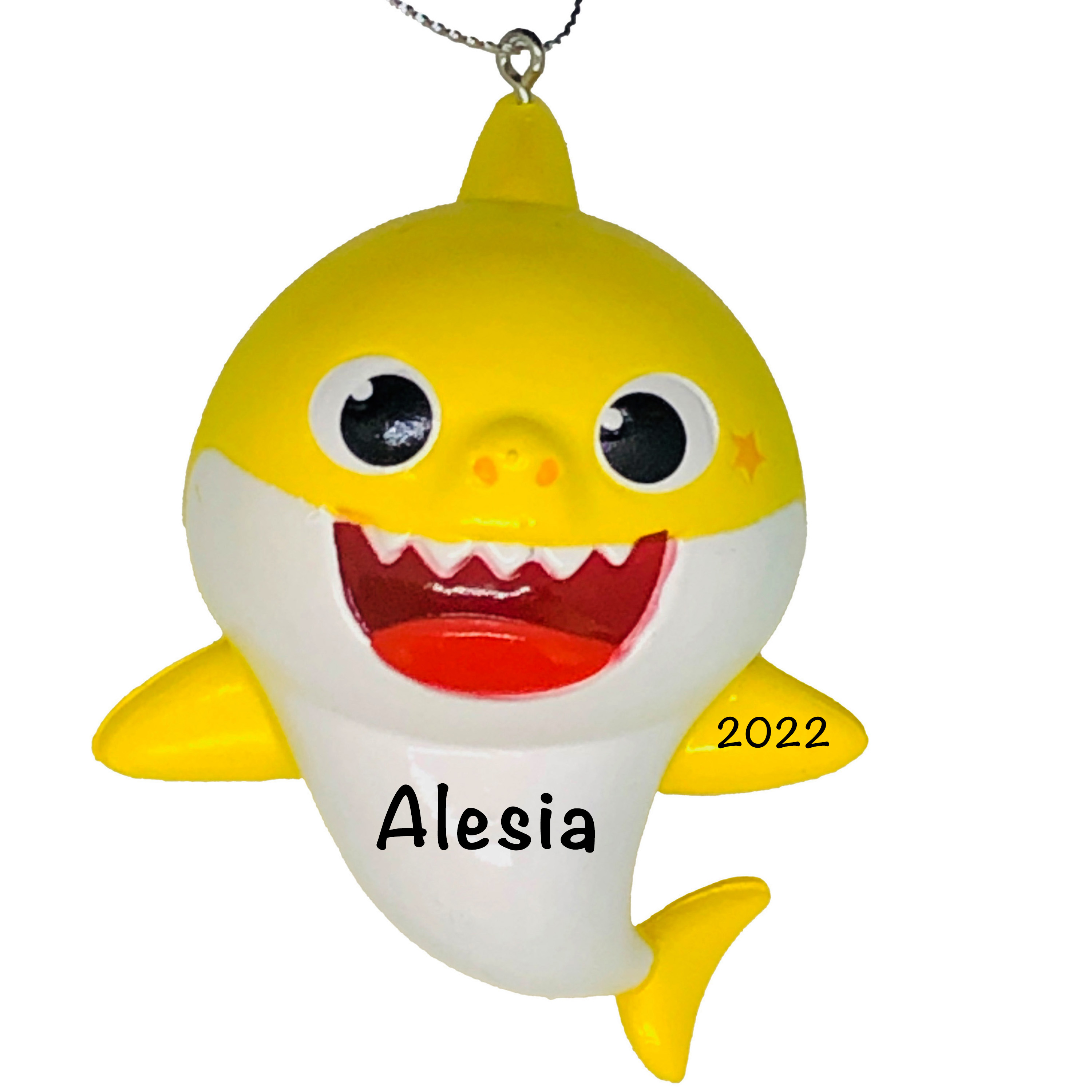 Baby Shark Personalized Christmas Ornament Yellow