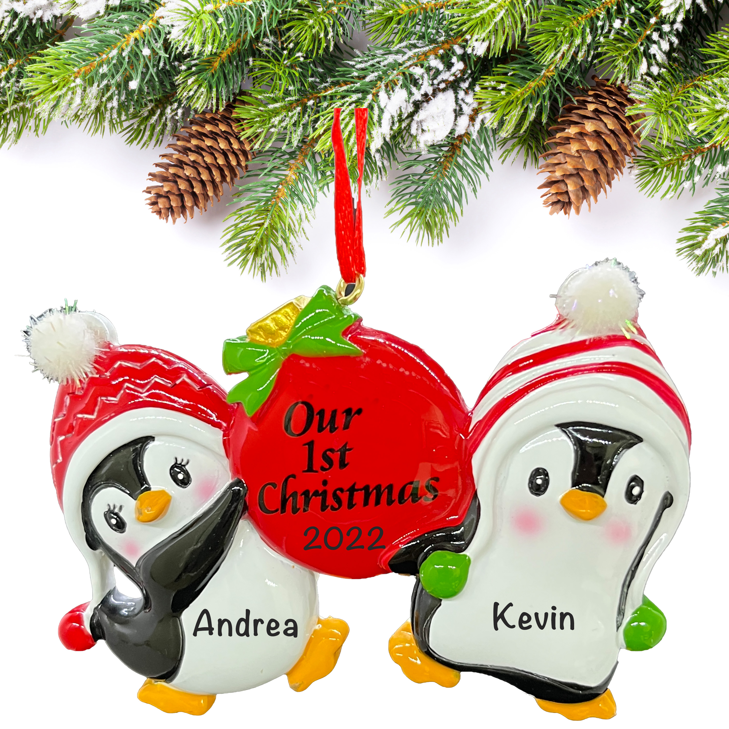 Our 1st Christmas Penguins Personalized Ornament