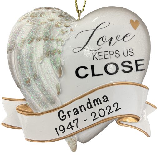 Memorial Ornament - Love Keeps Us Close RIP Personalized Christmas Ornament for Tree - Holiday Traditions Gift