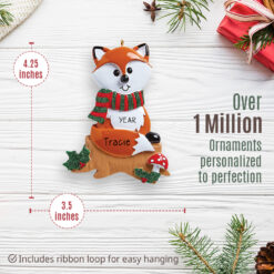 Fox Ornament - Personalized Fox Christmas Tree Ornament - Custom Gift Girls, Mom, Aunt - Custom Gift - Size