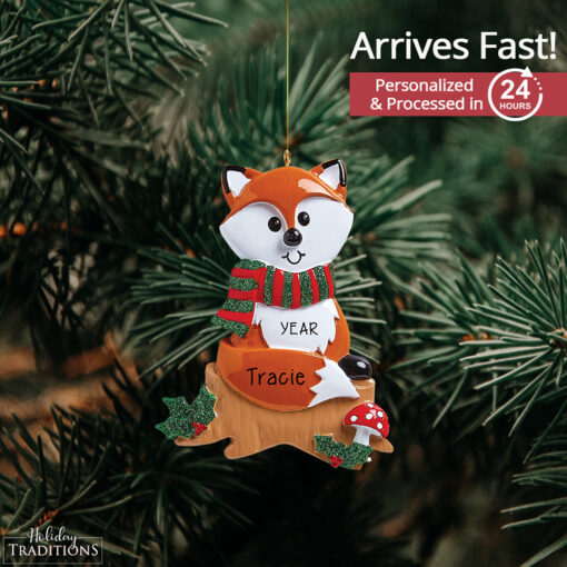 Fox Ornament - Personalized Fox Christmas Tree Ornament - Custom Gift Girls, Mom, Aunt - Custom Gift - xmas