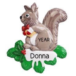 Holiday Squirrel Personalized Christmas Ornament - Animal Lover Cute Squirrel Gift - Customized Ornament