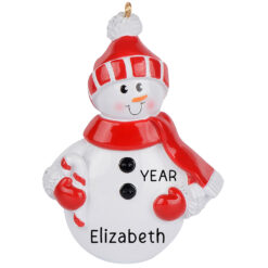 Snowman Ornament - Personalized Snowman Ornament for Christmas Tree - Red Hat & Scarf - Custom Snowman Ornament - myornament.com