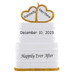 Wedding Cake Personalized Ornament - Custom Wedding Gift Bridal Shower Present - Gift for Bride Groom Parents Anniversary - myornament.com