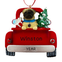Pug Ornament - Personalized Pug Christmas Ornament for Tree - Custom Pug Dog Gifts