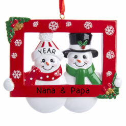 Snow couple in Frame Personalized Christmas Ornament - Gift for Couple Newlyweds Parents Grandparents Friends Family - Nana Grandpa Custom Keepsake - First Christmas - myornament.com