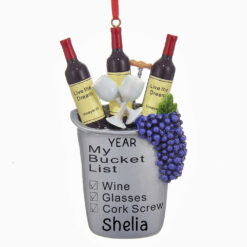 Wine Bucket List Personalized Ornament - Christmas Gift for Wine Lover Wife Woman Man Parents - Custom Wine Bucket Ornament - Red white - Wine Ornament - myornament.com