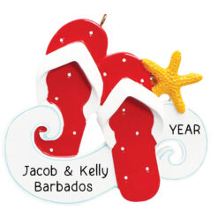 Sandals and Starfish Personalized Christmas Ornament - Beach Vacation Custom Gift - Custom Gift for Couples - website - Souvenir Ornament