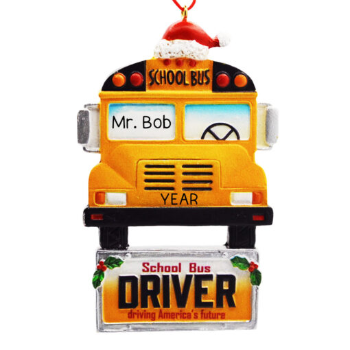 School Bus Driver Personalized Christmas Ornament - Custom School Bus Driver Gift for Man Woman - Thanks Bus Driver Present - Personalized School Bus Ornament - myornament.com