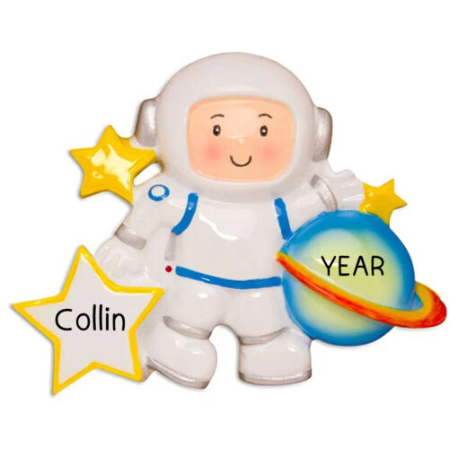 Space Man Personalized Ornament - Gift for Kids Boys Girls - Outer Space Custom Ornament