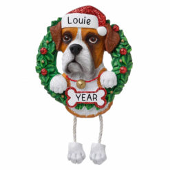 Boxer Wreath Personalized Christmas Ornament - Gifts for Friend Family Dog Mom Dog Dad Dog Lover - Custom Dog Name Boxer Present - Personalized Ornament for Christmas Tree - myornament.com