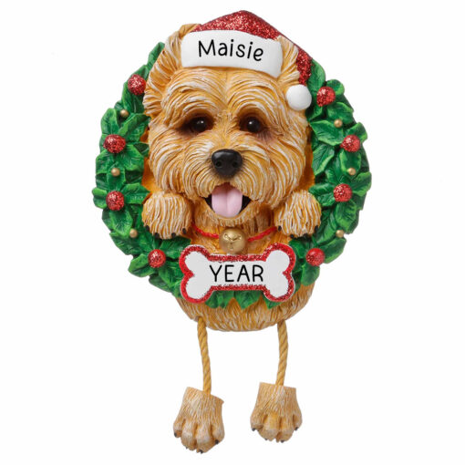 Cairn Terrier Wreath Personalized Christmas Ornament - Gifts for Friend Family Dog Mom Dog Dad Dog Lover - Custom Dog Name Cairn Terrier Present - Personalized Ornament for Christmas Tree