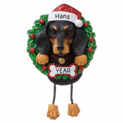 Dachshund Wreath Personalized Christmas Ornament - Gifts for Friend Family Dog Mom Dog Dad Dog Lover - Custom Dog Name Dachshund Present - Personalized Ornament for Christmas Tree - MyOrnament.com