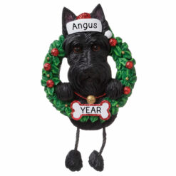 Scottie Scottish Terrier Wreath Personalized Christmas Ornament - Gifts for Friend Family Dog Mom Dog Dad Dog Lover - Custom Dog Name Scottish Terrier Present - myornament.com