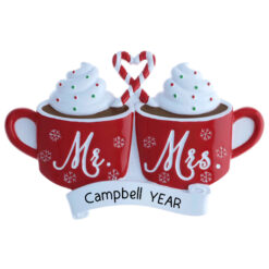 Mr & Mrs Christmas Mugs Personalized Ornament