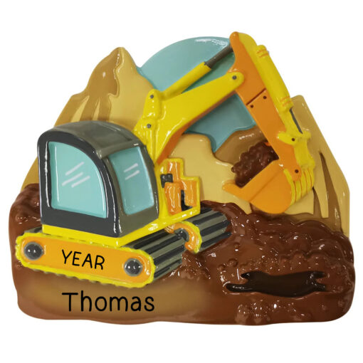 Digger Personalized Christmas Ornament - Custom Gift for Kids or Construction Workers - Personalized
