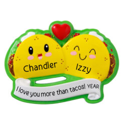 Taco Couple Personalized Christmas Ornament - Custom Gift for Couple Friends Family - Personalized Taco Ornament - Mexican Food Taco Lover Present - Personalized