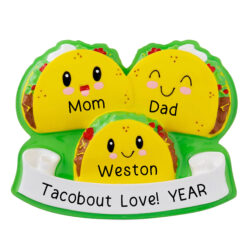 Taco Family of 3 Personalized Christmas Ornament