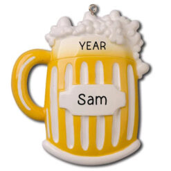 Beer Mug Personalized Ornament - Gift for Beer Lover Man Woman College Student Best Friend - Customized Present Xmas Tree - Personalized