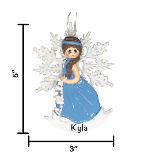 Snow Princess Brown Personalized Christmas Ornament - holiday gifts for girls - size