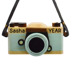 Retro Wooden Camera Personalized Christmas Ornament - Keepsake Gift for Man Woman Photographer Traveler Influencer - myornament